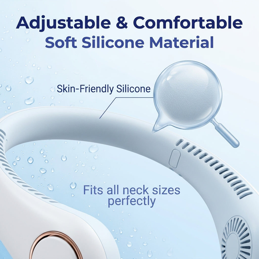 𝗣𝗞𝑵𝐄𝐖® 𝒗𝒆𝒏𝒕𝒊𝒍𝒂𝒕𝒆𝒖𝒓 𝒅𝒆 𝒄𝒐𝒖 𝒔𝒂𝒏𝒔 𝒑𝒂𝒍𝒆𝒔, portable et mains libres, idéal pour un usage quotidien au bureau et en extérieur.