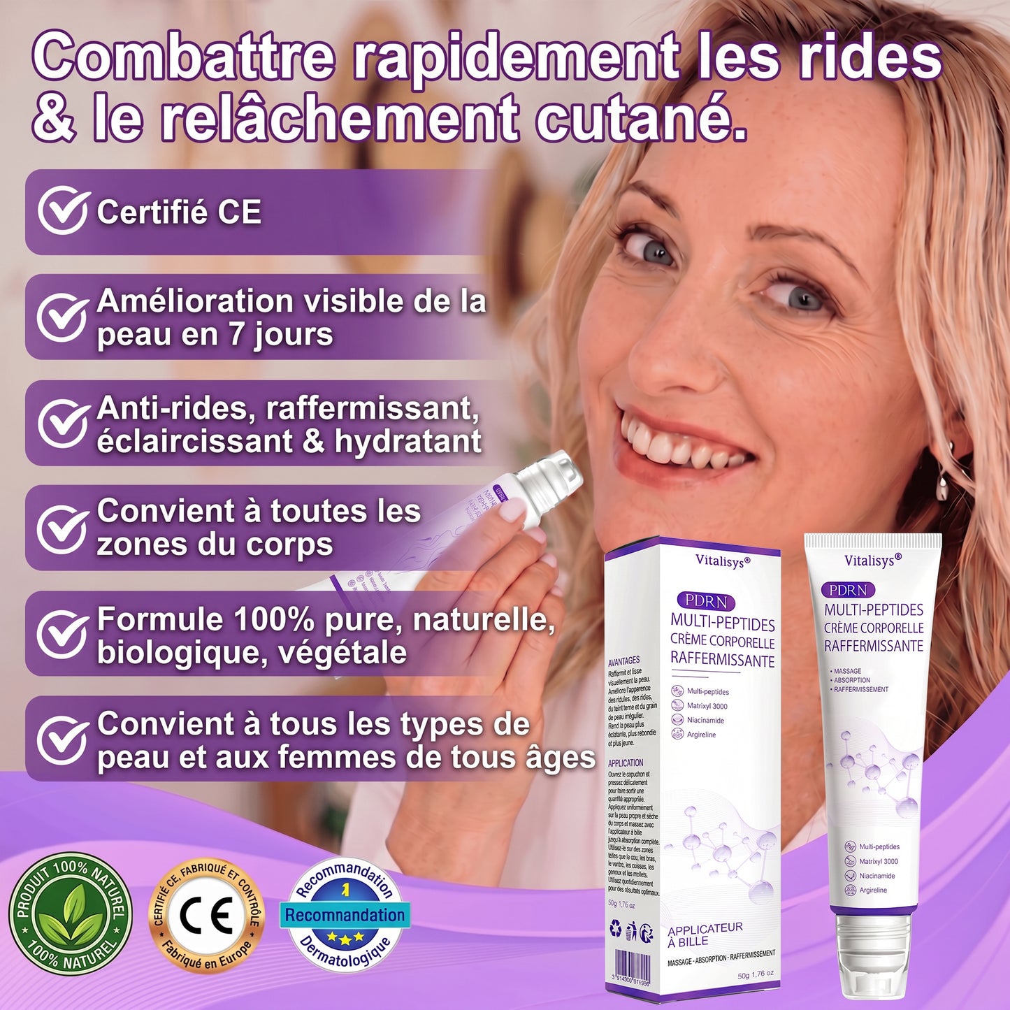 Boutique officielle✅ : Vitalisys® PDRN Crème Corps avec Roller ✨ – Anti-âge, hydratation, fermeté et régénération. Pour un teint unifié, traite acné, taches pigmentaires et verrues 🎁