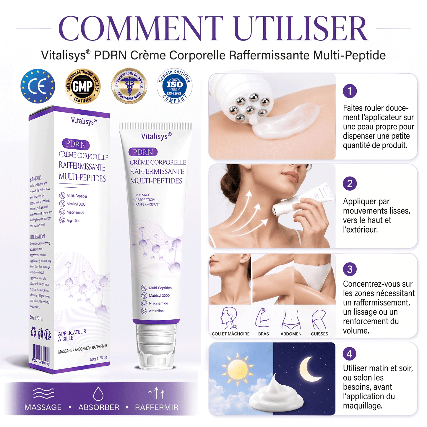𝐕𝐢𝐭𝐚𝗹𝒊𝒔𝒚𝒔® 🌥️ 𝗣𝗗𝗥𝗡 𝐌𝐮𝗹𝘁𝗶-𝗣𝗲𝗽𝘁𝗶𝗱𝐞 𝐌𝐚𝐬𝐬𝐚𝐠𝐢𝐧𝐠 𝐁𝐨𝐝𝐲 𝐑𝐨𝐥𝐥𝐞𝐫 𝐂𝐫𝐞𝐚𝐦 — Anti-âge, Hydratant, Raffermissant & Liftant, Réparateur, Teint Unifié, Anti-Acné & Taches, Anti-Verrues & Grains de Beauté, Anti-Psoriasis.💙