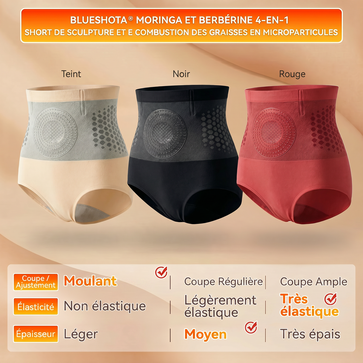 Boutique Officielle de la Marque🥝🥝 BLUESHOT® 2026 Short sculptant et brûleur de graisse 4-en-1 micro-particules à la Moringue et à la Bérbérine