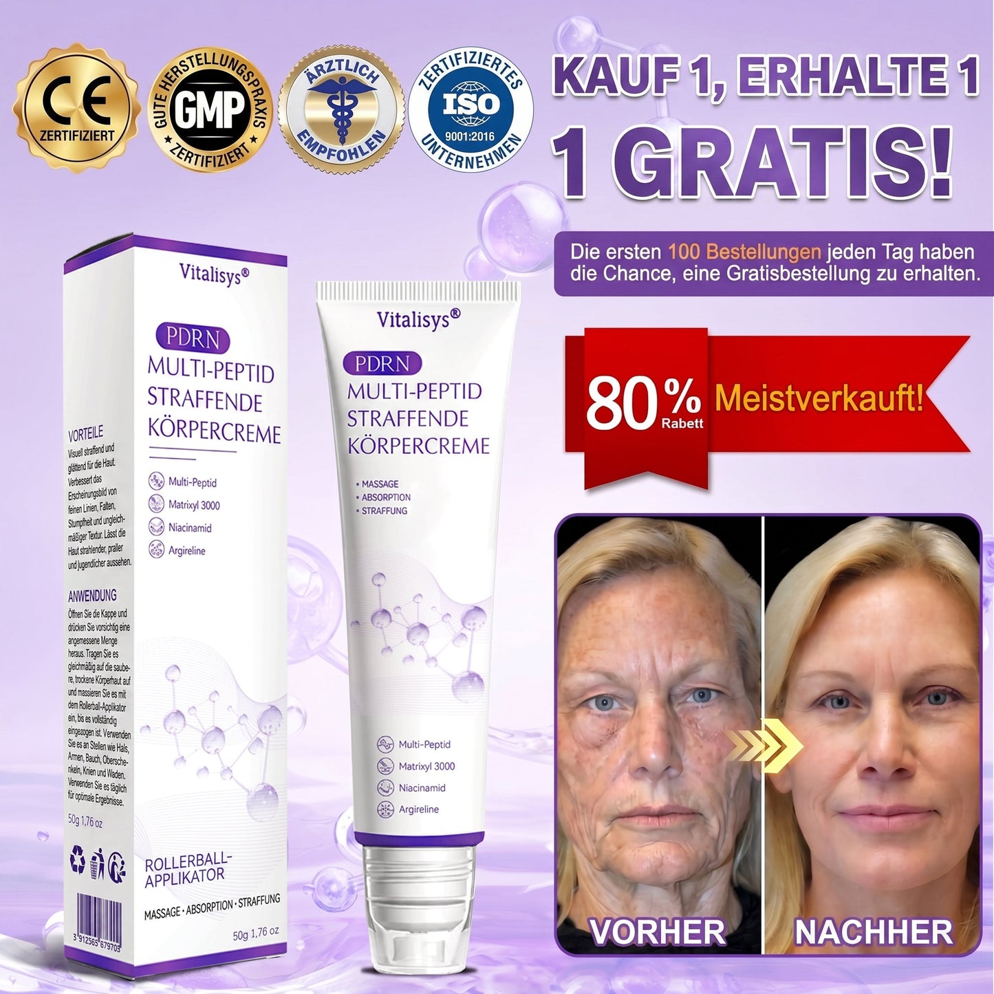 30 % DE RÉDUCTION🎁✨𝐕𝐢𝐭𝐚𝗹𝒊𝒔𝒚𝒔®  𝗣𝗗𝗥𝗡 𝐌𝐮𝗹𝘁𝗶-𝗣𝗲𝗽𝘁𝗶𝗱𝐞 𝐌𝐚𝐬𝐬𝐚𝐠𝐢𝐧𝐠 𝐁𝐨𝐝𝐲 𝐑𝐨𝐥𝐥𝐞𝐫 𝐂𝐫𝐞𝐚𝐦 — Anti-âge, Hydratant, Raffermissant & Liftant, Réparateur, Teint Unifié, Anti-Acné & Taches, Anti-Verrues & Grains de Beauté, Anti-Psoriasis.