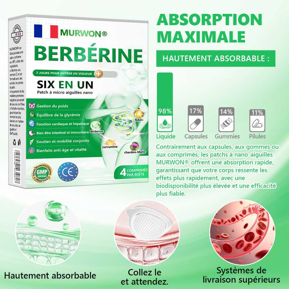 Approuvé par des experts médicaux 👩‍⚕️|𝑴𝙐𝗥𝓦𝐎𝙉® — 𝑩𝒆𝒓𝙗é𝙧𝐢𝐧𝐞 𝟔-𝒆𝒏-𝟏 𝙋𝙖𝙩𝙘𝙝 à 𝒎𝒊𝒄𝒓𝒐𝙣𝙚𝙚𝙙𝙡𝙚𝙨 𝐧𝐚𝐧𝐨🥦𝑺𝒐𝒖𝒕𝒆𝒏𝒖 𝘱𝘢𝘳 𝐥𝐚 𝐬𝐜𝐢𝐞𝐧𝐜𝐞 | 𝙵𝚘𝚛𝚖𝚞𝚕𝚎 6-𝓮𝓷-1 | 𝙍é𝙨𝙪𝙡𝙩𝙖𝙩𝙨 𝚎𝚗 𝟽 𝚓𝚘𝚞𝚛𝚜🌲