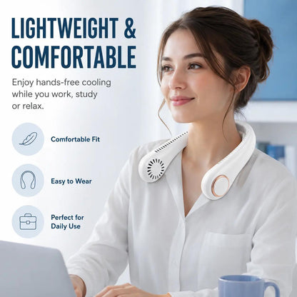 𝗣𝗞𝑵𝐄𝐖® 𝒗𝒆𝒏𝒕𝒊𝒍𝒂𝒕𝒆𝒖𝒓 𝒅𝒆 𝒄𝒐𝒖 𝒔𝒂𝒏𝒔 𝒑𝒂𝒍𝒆𝒔, portable et mains libres, idéal pour un usage quotidien au bureau et en extérieur.